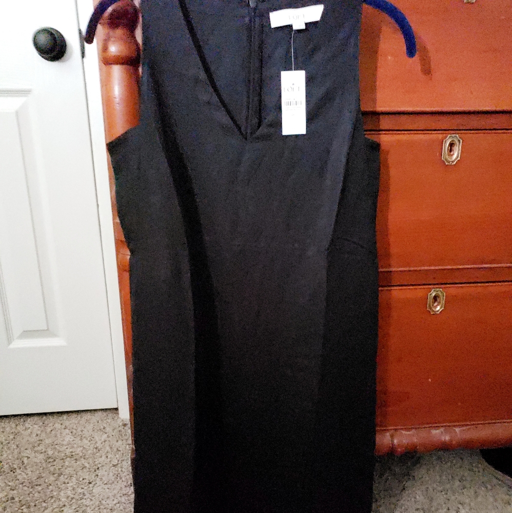 LOFT black linen dress